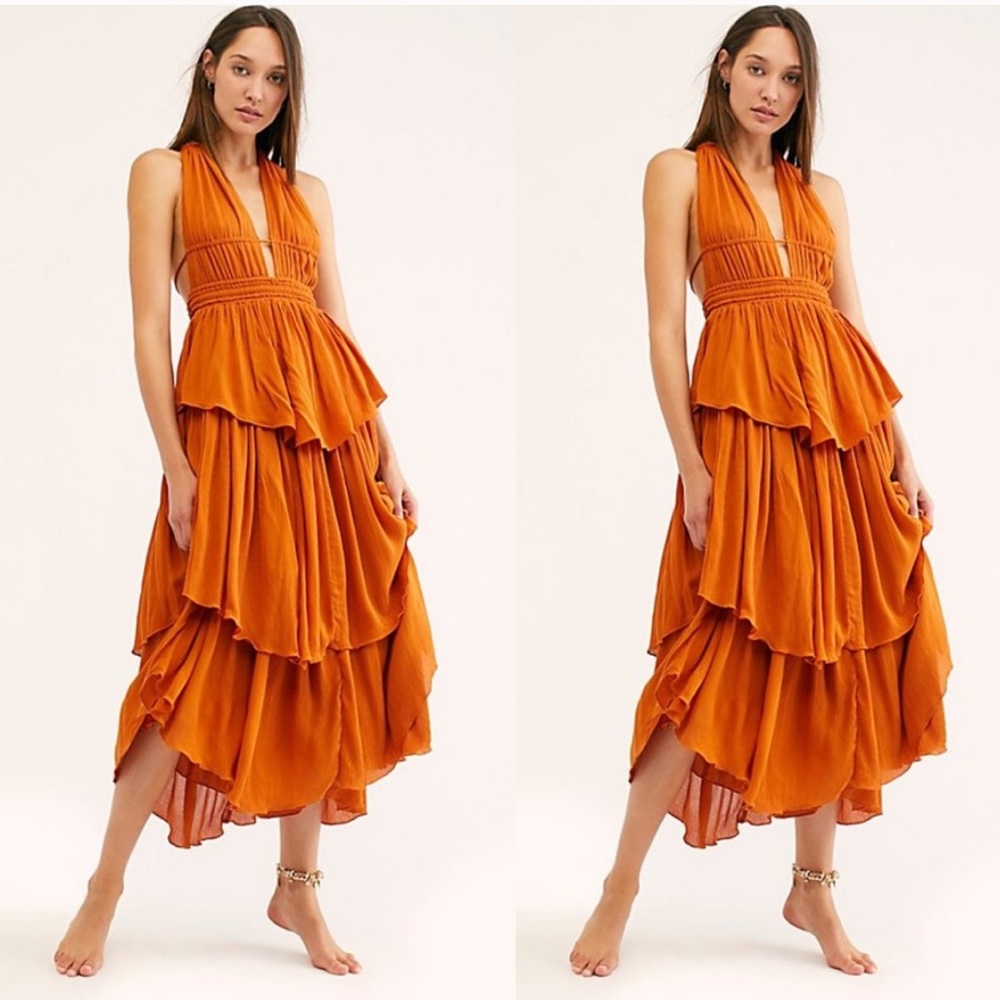 Free People Drop Dead Beauty Orange Sundress